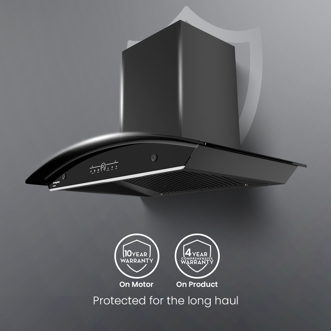 Crompton QuietPro Inverter Motor Curved 75cm Filterless Chimney