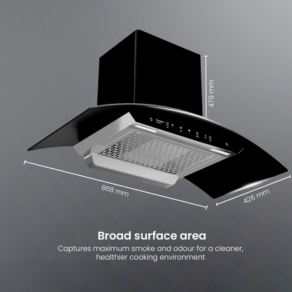 Crompton IntelliMotion Curved 90cm Filterless Chimney