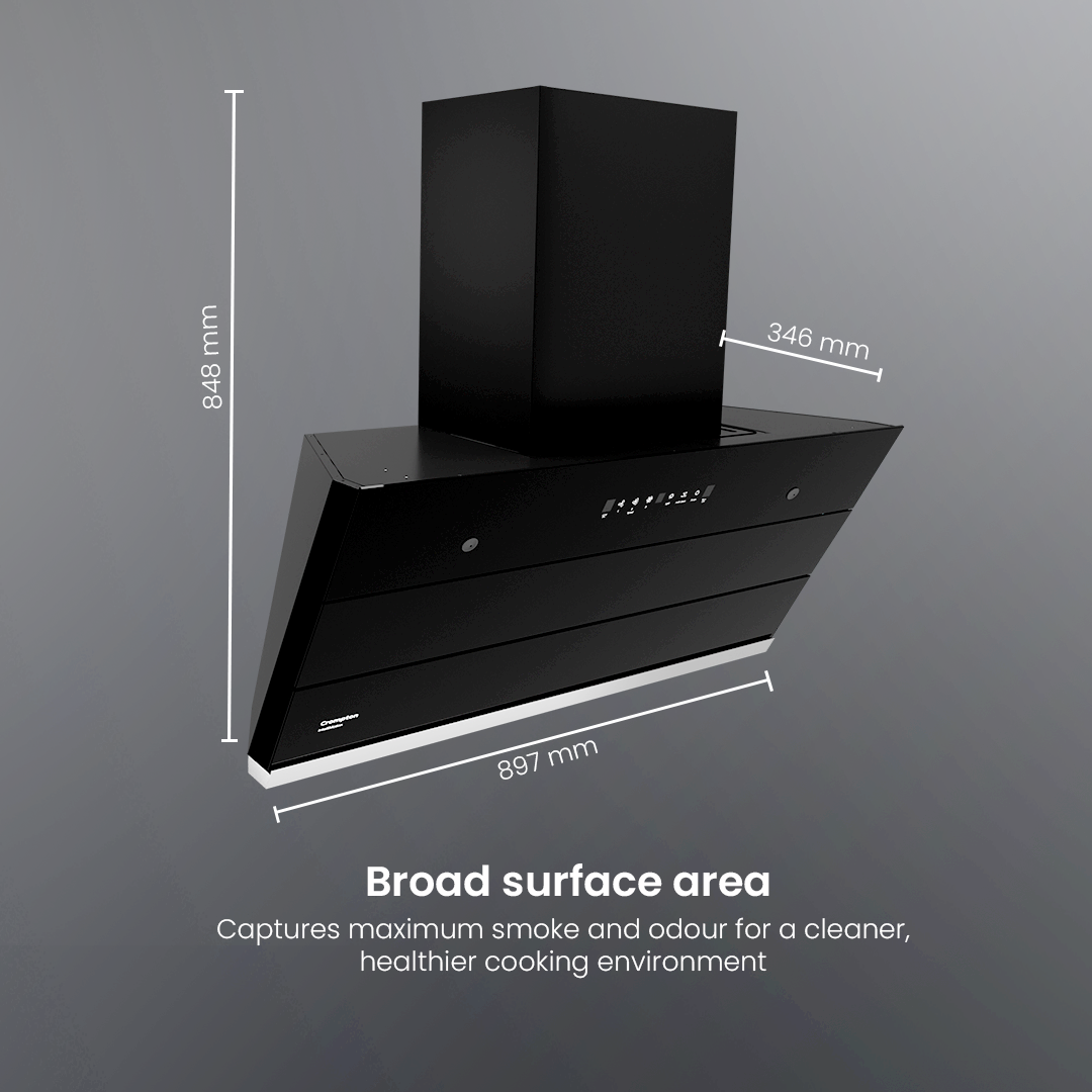 Crompton IntelliMotion Inclined 90cm Filterless Chimney