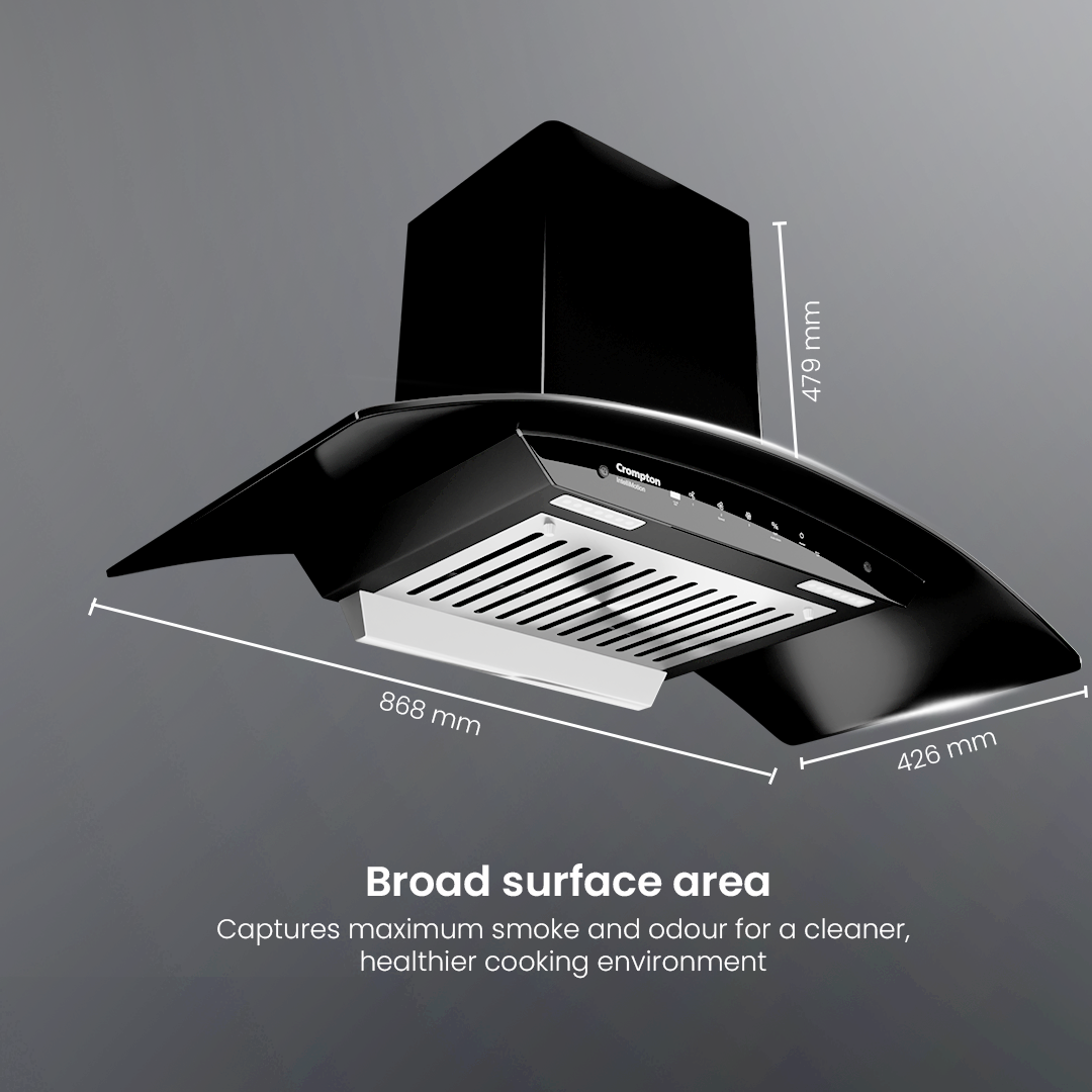 Crompton IntelliMotion Curved 90cm Baffle Filter Chimney