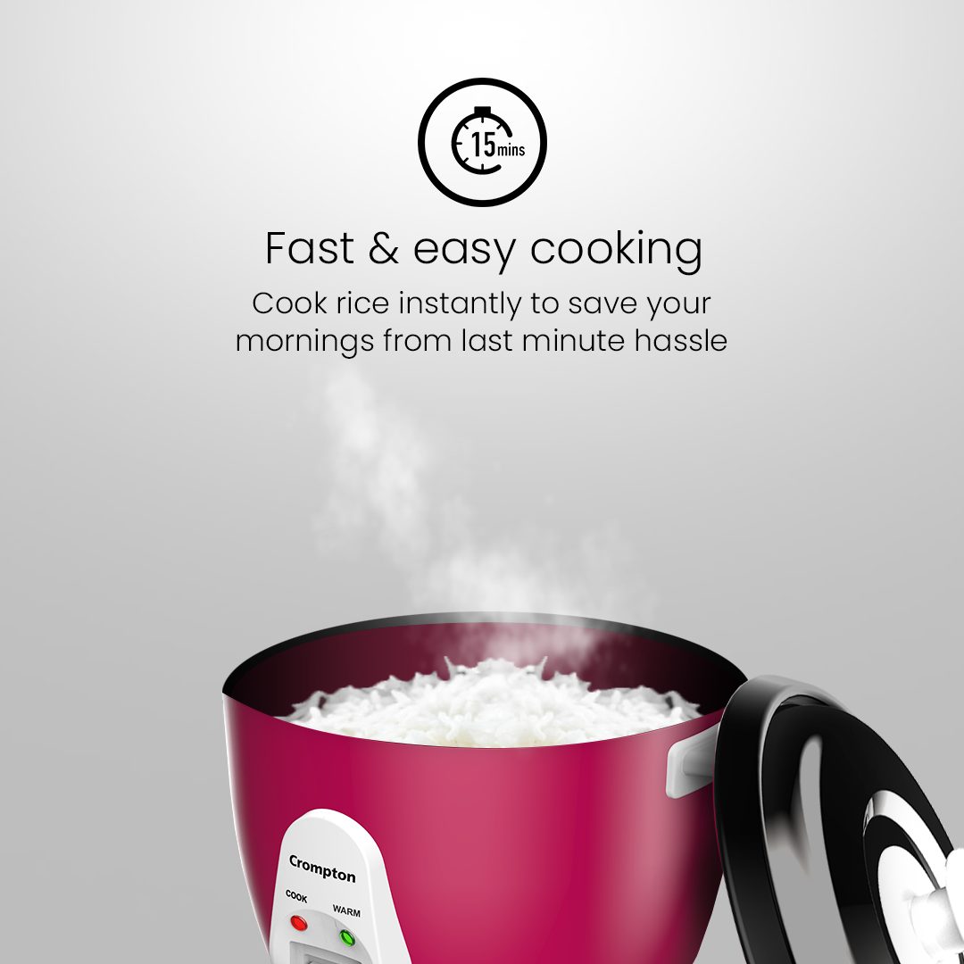 Shop Crompton Harvest Pro 1.8Ltr Rice Cooker - Double Bowl Cooking ...