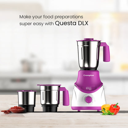 Crompton Questa Dlx 500W, Mixer Grinder, 3 Stainless Steel Jars